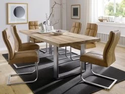 MCA Furniture Castello Esstisch Eiche Massiv 200 X 100 Cm -Paulmann Store esstisch design massivholztisch castello eiche 200x100cm edelstahl 11055 n1A3 1280x1280