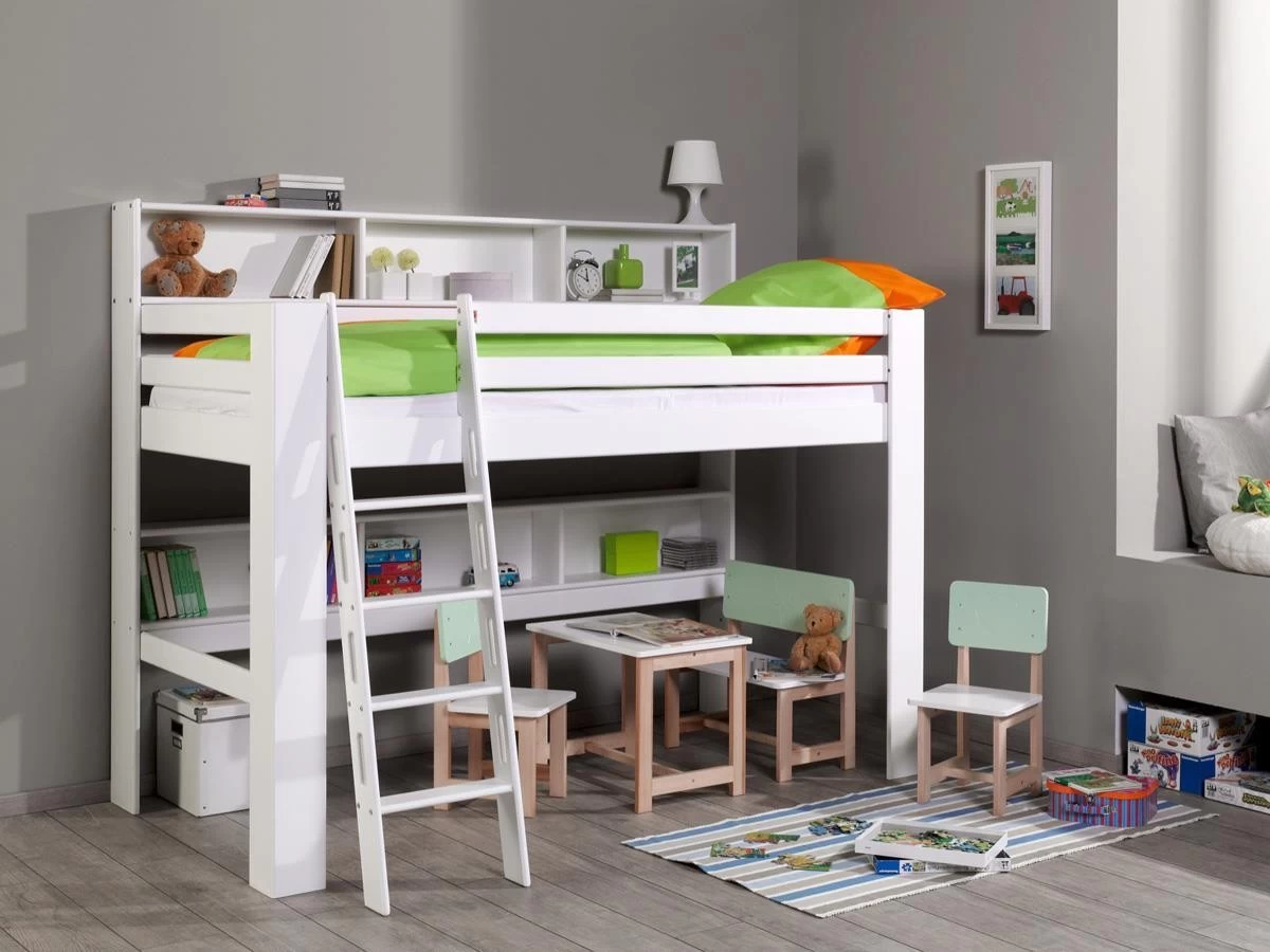 Relita Etagenbett Jan 90 X 200 Cm Buche Massiv Mit Regal + Rollrost Weiß 5 Relita Etagenbett Jan 90 X 200 Cm Buche Massiv Mit Regal + Rollrost Weiß – Bild 3