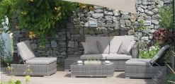 Livingruhm Claudia Gartensitzgruppe Alu Kunststoffgeflecht Grau