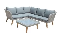 Livingruhm Gartenlounge Pamplona Alu Kunststoffgeflecht Akazie Grau FSC®