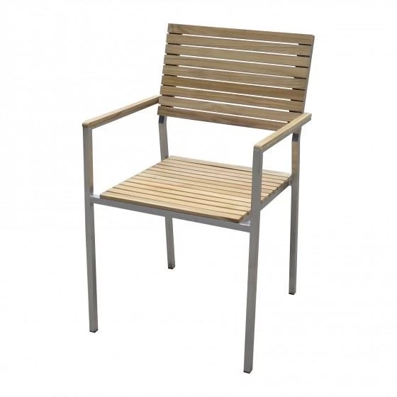 Livingruhm Gartenstuhl Dallas 4er-Set Edelstahl Teak 3 Livingruhm Gartenstuhl Dallas 4er-Set Edelstahl Teak