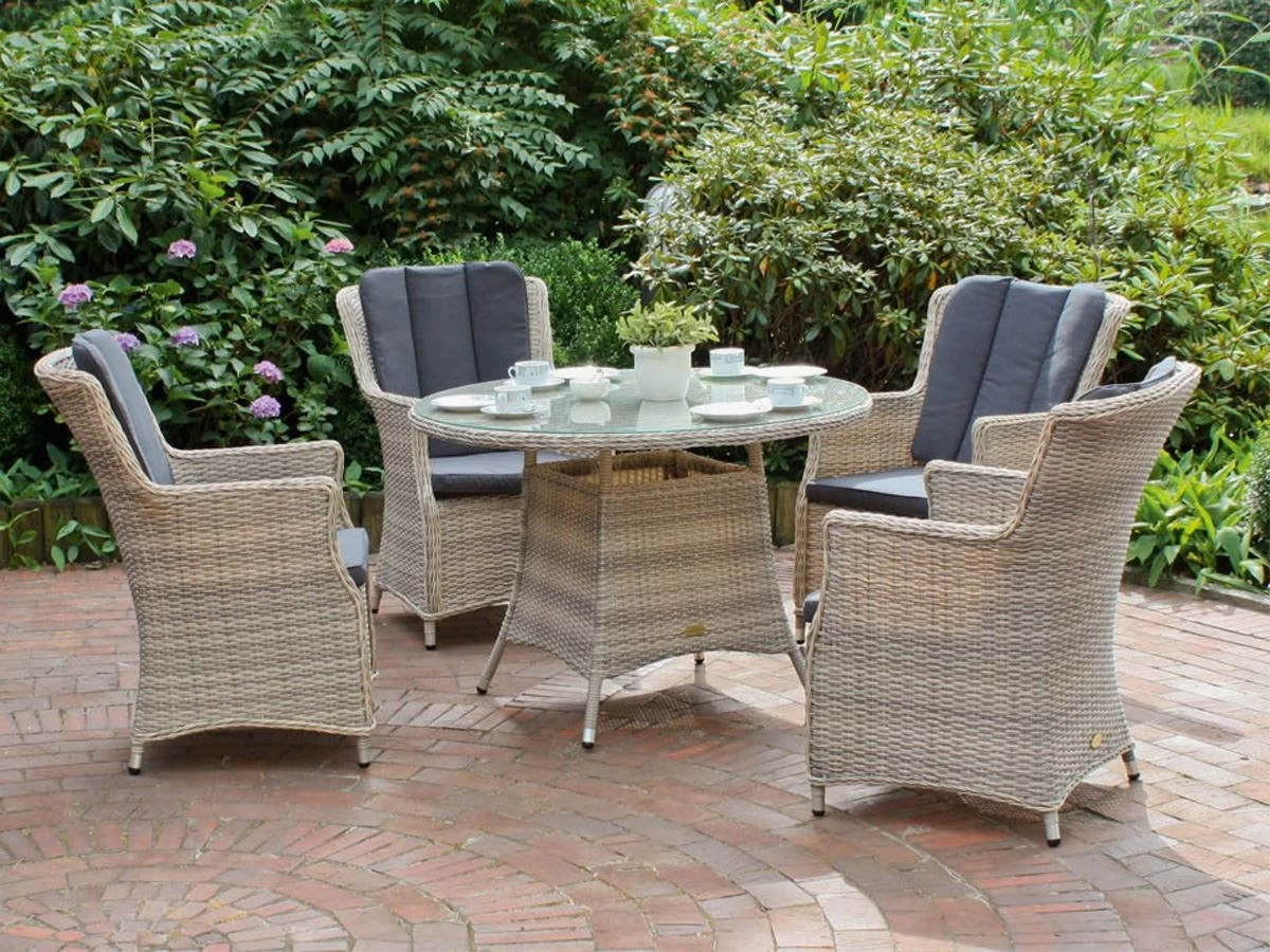 Livingruhm Gartentisch Sesam Glas Kunststoffgeflecht Grau 5 Livingruhm Gartentisch Sesam Glas Kunststoffgeflecht Grau – Bild 3