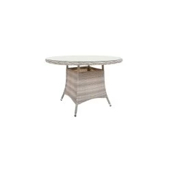 Livingruhm Gartentisch Sesam Rund Glas Kunststoffgeflecht Grau