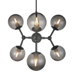 Halo Design Atom Chandelier 6L Schwarzes Glas Hängelampe