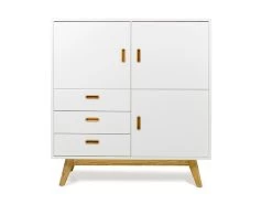 Highboard Bess Retro Eiche & Weiß 114cm Livingruhm