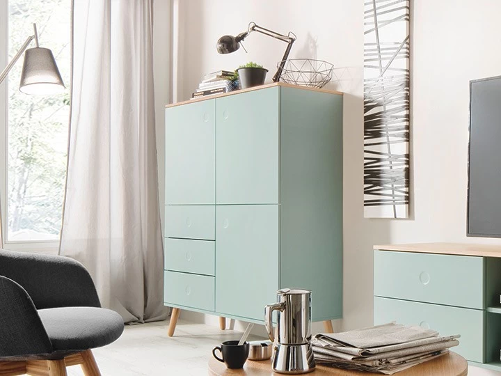 Highboard Joan Eiche & Grün 109cm Livingruhm 3 Highboard Joan Eiche & Grün 109cm Livingruhm