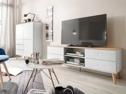 Highboard Joan Eiche & Weiß 109cm Livingruhm -Paulmann Store highboard joan eiche weib 109cm livingruhm 1308703 75 453 1280x1280