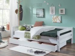 Relita Kinderbett Nora Mit Bettkasten 120 X 200 Cm Buche Massiv Weiß Lackiert