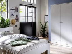 Livingruhm Kleiderschrank Annika Fichte Massiv Weiss Lackiert