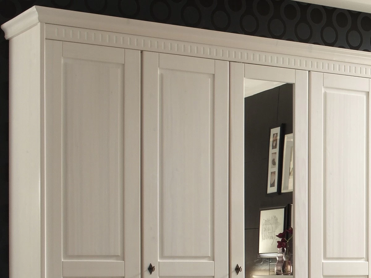 Kleiderschrank Bozen Kiefer Massiv Weiss 5 Türig Mit Spiegel 6 Kleiderschrank Bozen Kiefer Massiv Weiss 5 Türig Mit Spiegel – Bild 4