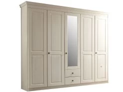 Kleiderschrank Bozen Kiefer Massiv Weiss 5 Türig Mit Spiegel
