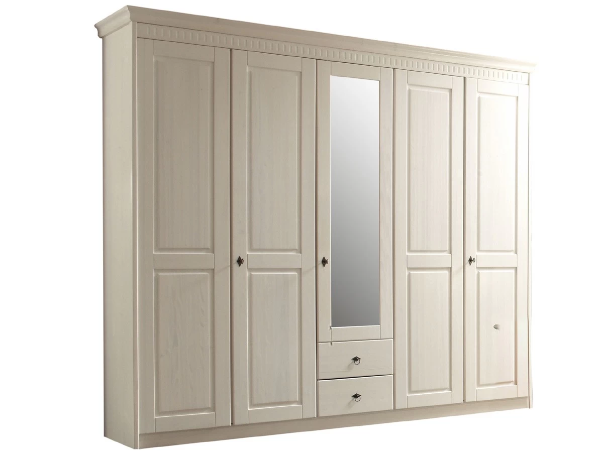 Kleiderschrank Bozen Kiefer Massiv Weiss 5 Türig Mit Spiegel 3 Kleiderschrank Bozen Kiefer Massiv Weiss 5 Türig Mit Spiegel