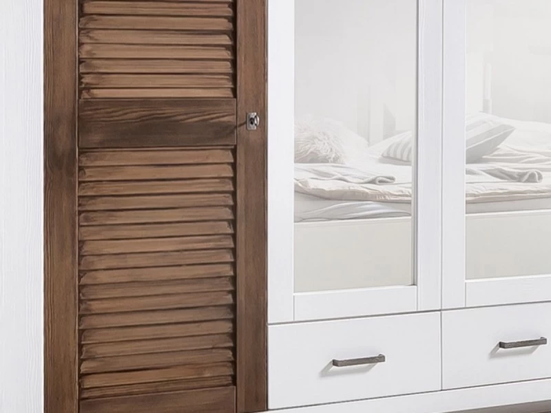 Kleiderschrank Laguna 4 Türig Pinie Weiss Braun Mit Spiegel 7 Kleiderschrank Laguna 4 Türig Pinie Weiss Braun Mit Spiegel – Bild 5