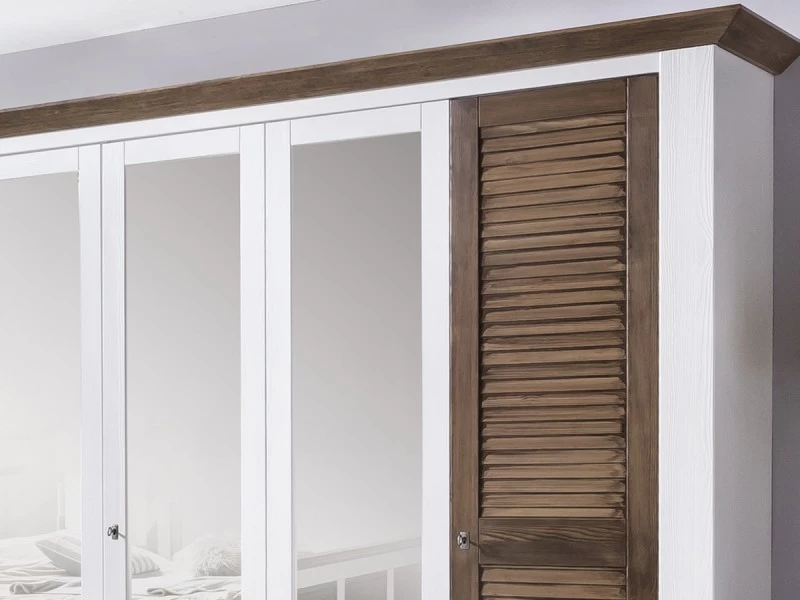 Kleiderschrank Laguna 5 Türig Pinie Weiss Braun Mit Spiegel 6 Kleiderschrank Laguna 5 Türig Pinie Weiss Braun Mit Spiegel – Bild 4