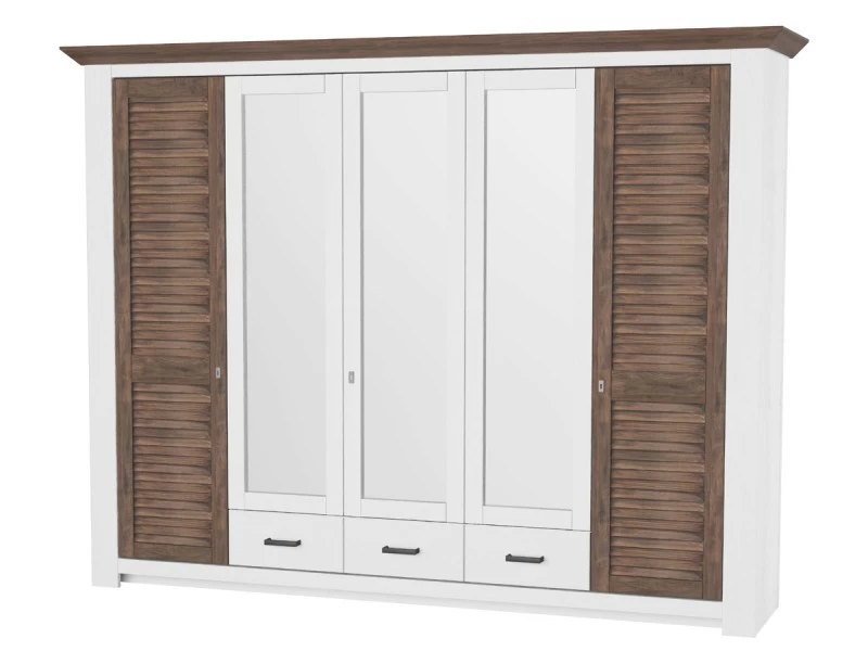 Kleiderschrank Laguna 5 Türig Pinie Weiss Braun Mit Spiegel 4 Kleiderschrank Laguna 5 Türig Pinie Weiss Braun Mit Spiegel – Bild 2