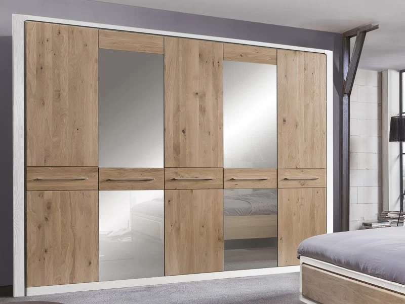 Kleiderschrank Landhaus Elba 5-türig Eiche Weiß Mit Spiegeltüren 3 Kleiderschrank Landhaus Elba 5-türig Eiche Weiß Mit Spiegeltüren