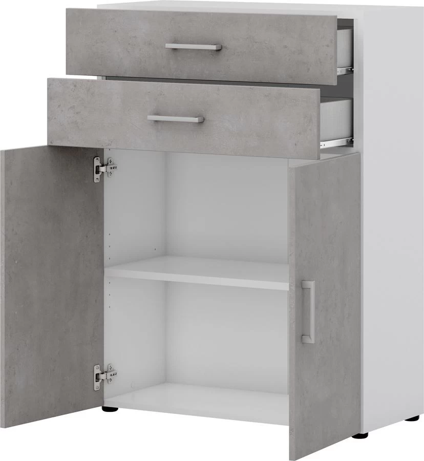 Kommode Direct Korpus Weiß Front Beton 3 Ordnerhöhen 2 Türig. 2SK 5 Kommode Direct Korpus Weiß Front Beton 3 Ordnerhöhen 2 Türig. 2SK – Bild 3