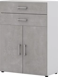 Kommode Direct Korpus Weiß Front Beton 3 Ordnerhöhen 2 Türig. 2SK