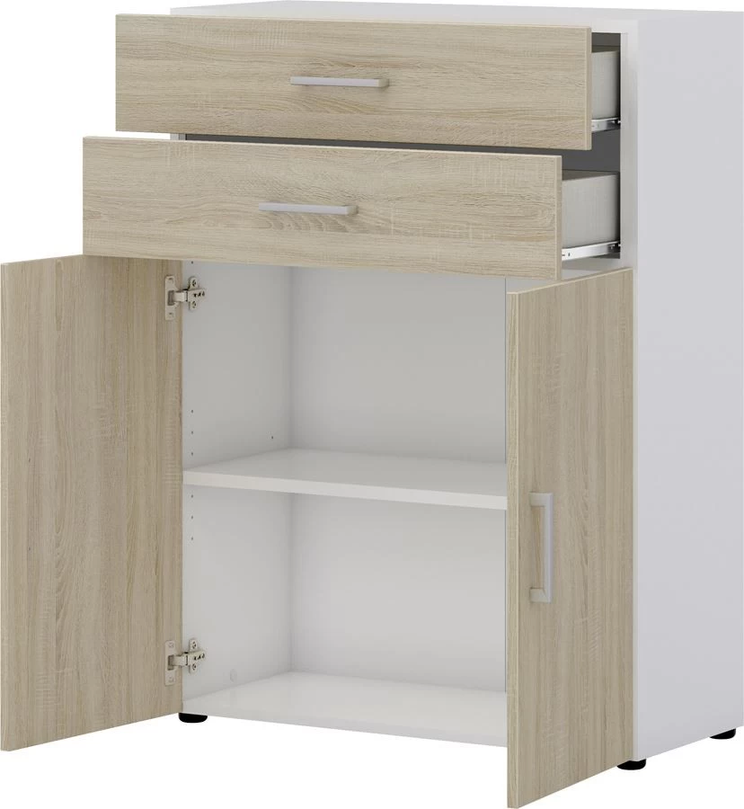 Kommode Direct Weiß Front Eiche 3 Ordnerhöhen 2 Türig 2 SK 4 Kommode Direct Weiß Front Eiche 3 Ordnerhöhen 2 Türig 2 SK – Bild 2