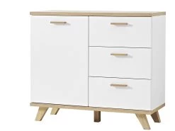 Livingruhm Kommode Eiche Dekor 96cm Breit Weiß Matt