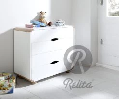 Kommode Sam Schubladenkommode Buche Massiv Natur / Weiß