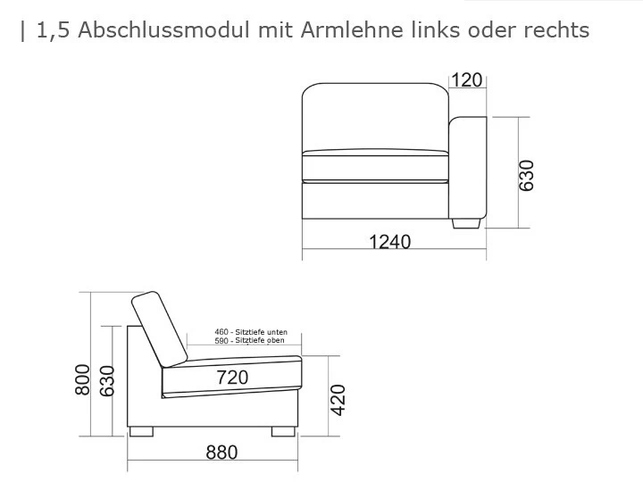 Livingruhm Bari Loungegruppe Modul Abschluss Links 1,5 Sitzer Silvertex 4 Livingruhm Bari Loungegruppe Modul Abschluss Links 1,5 Sitzer Silvertex – Bild 2