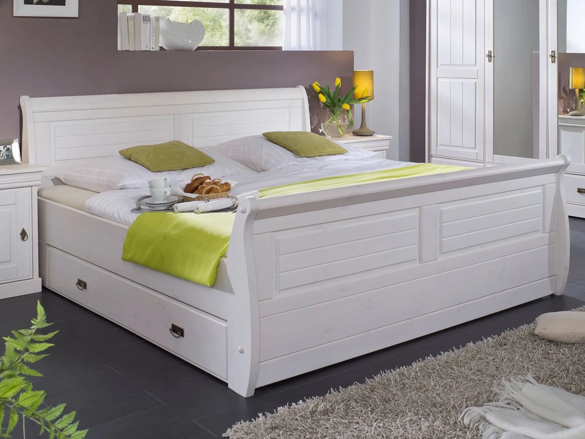 Livingruhm Massivholzbett Melina 180 X 200 Cm Kiefer Massiv Weiß Gewachst Mit Bettkasten 3 Livingruhm Massivholzbett Melina 180 X 200 Cm Kiefer Massiv Weiß Gewachst Mit Bettkasten