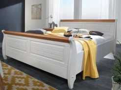 Livingruhm Massivholzbett Melina 180 X 200 Cm Kiefer Weiß Honig