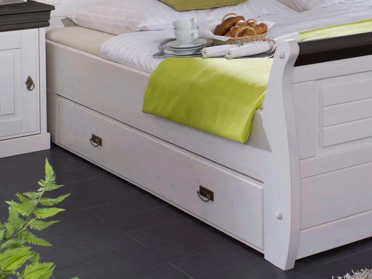 Massivholzbett Melina 180x200 Cm Kiefer Massiv Weiß Kolonial Mit Bettkasten 4 Massivholzbett Melina 180x200 Cm Kiefer Massiv Weiß Kolonial Mit Bettkasten – Bild 2