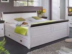 Massivholzbett Melina 180x200 Cm Kiefer Massiv Weiß Kolonial Mit Bettkasten