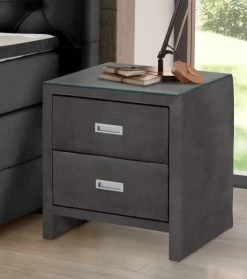 Nachtkommode Laura Anthrazit Mit 2 Schubladen