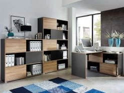 Livingruhm Regal Mit 3 Schiebetüren Anthrazit Eiche Dekor -Paulmann Store regal nisse mit 3 schiebeturen anthrazit eiche dekor 128 10214 EmzD 1280x1280