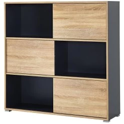 Livingruhm Regal Mit 3 Schiebetüren Anthrazit Eiche Dekor -Paulmann Store regal nisse mit 3 schiebeturen anthrazit eiche dekor 128 10214 PxVV 1280x1280