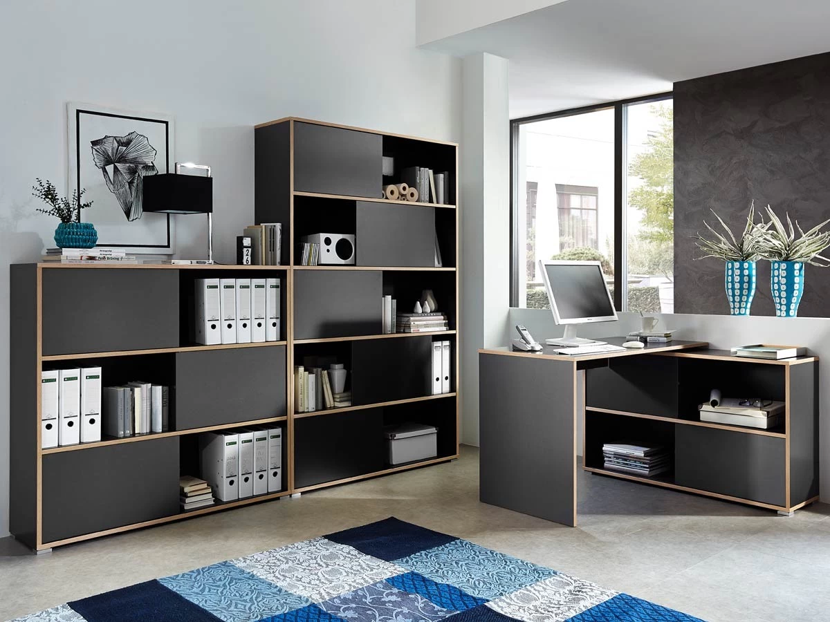 Livingruhm Regal Mit 5 Schiebetüren Anthrazit Eiche Dekor 10 Livingruhm Regal Mit 5 Schiebetüren Anthrazit Eiche Dekor – Bild 8