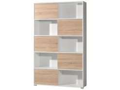 Livingruhm Regal Mit 5 Schiebetüren Weiss Eiche Dekor -Paulmann Store regal nisse mit 5 schiebeturen weiss eiche dekor 1288023 10213 1280x1280