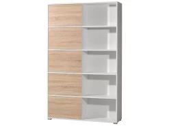 Livingruhm Regal Mit 5 Schiebetüren Weiss Eiche Dekor -Paulmann Store regal nisse mit 5 schiebeturen weiss eiche dekor 1288024 10213 1280x1280
