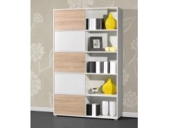 Livingruhm Regal Mit 5 Schiebetüren Weiss Eiche Dekor -Paulmann Store regal nisse mit 5 schiebeturen weiss eiche dekor 1288026 10213 1280x1280