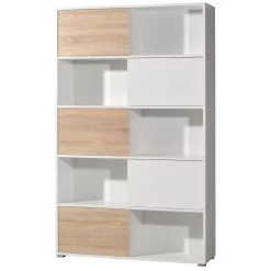 Livingruhm Regal Mit 5 Schiebetüren Weiss Eiche Dekor -Paulmann Store regal nisse mit 5 schiebeturen weiss eiche dekor 1288032 10213 1280x1280