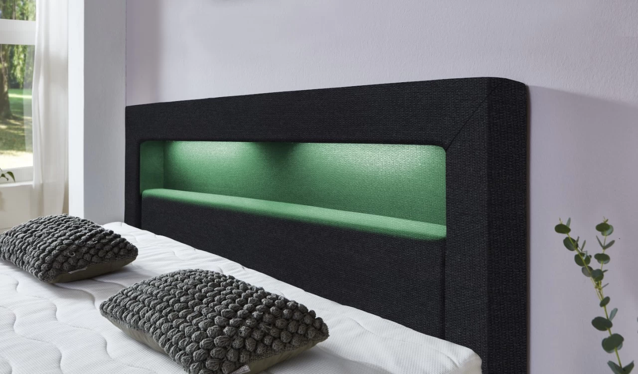 Relita Boxspringbett Lena 140 X 200 Cm LED & USB Schwarz 4 Relita Boxspringbett Lena 140 X 200 Cm LED & USB Schwarz – Bild 2