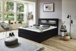 Relita Boxspringbett Lena 140 X 200 Cm LED & USB Schwarz