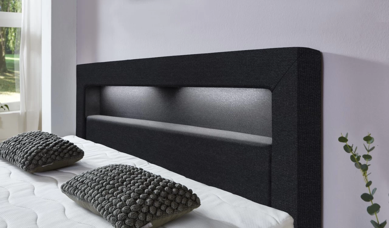 Relita Boxspringbett Lena 180 X 200 Cm LED & USB Schwarz 4 Relita Boxspringbett Lena 180 X 200 Cm LED & USB Schwarz – Bild 2