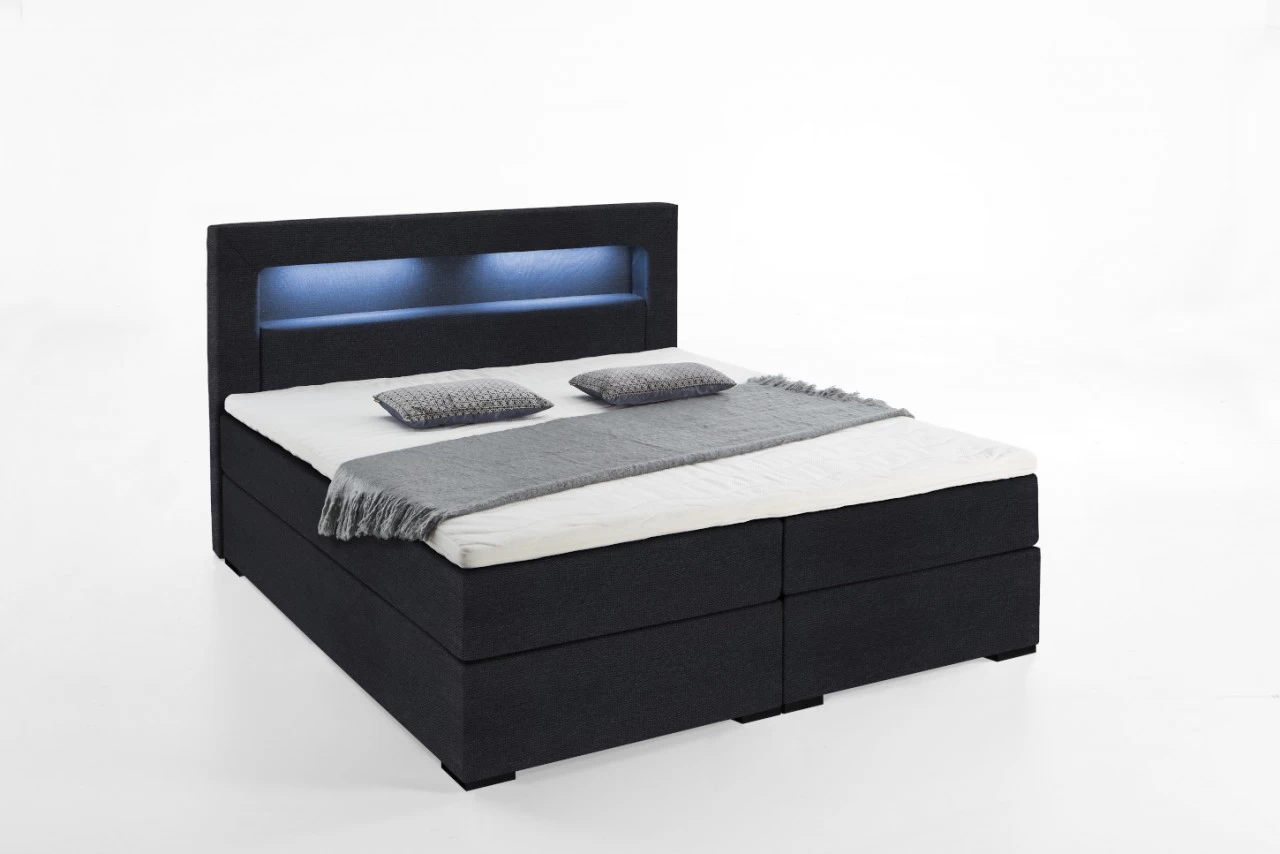 Relita Boxspringbett Lena 180 X 200 Cm LED & USB Schwarz 6 Relita Boxspringbett Lena 180 X 200 Cm LED & USB Schwarz – Bild 4