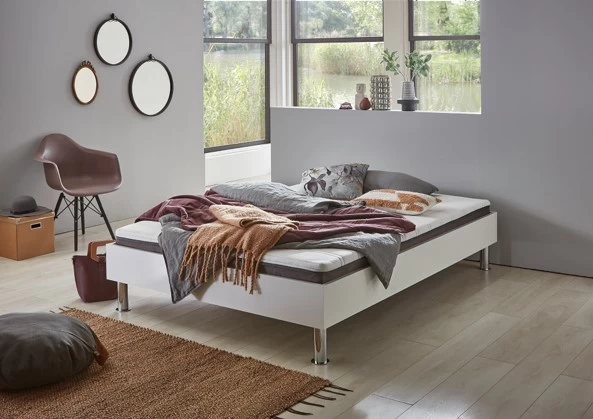 Relita Futonbett Kian Weiß Ohne Kopfteil, Inkl. Matratze, Rollrost Und Füße In Silber 140 X 200 Cm 3 Relita Futonbett Kian Weiß Ohne Kopfteil, Inkl. Matratze, Rollrost Und Füße In Silber 140 X 200 Cm