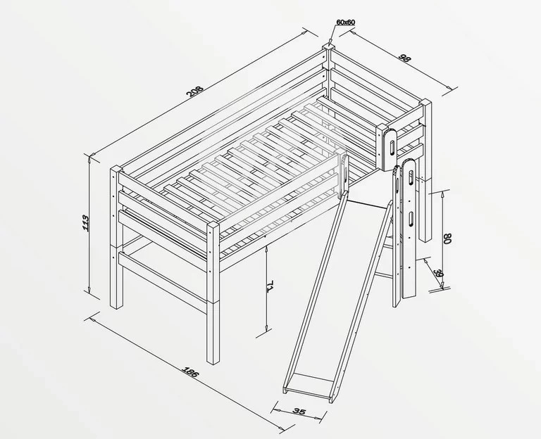 Relita Spielbett Eliyas Mit Leiter + Rutsche Und Rollrost Weiß 9 Relita Spielbett Eliyas Mit Leiter + Rutsche Und Rollrost Weiß – Bild 7