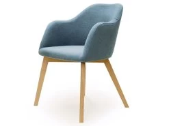 Livingruhm Schalenstuhl Stuhl Sessel Mit Armlehne Eiche Stoff Eisblau