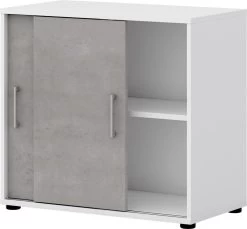 Schiebetürenschrank Direct Korpus Weiß Front Beton 2 OH Breit