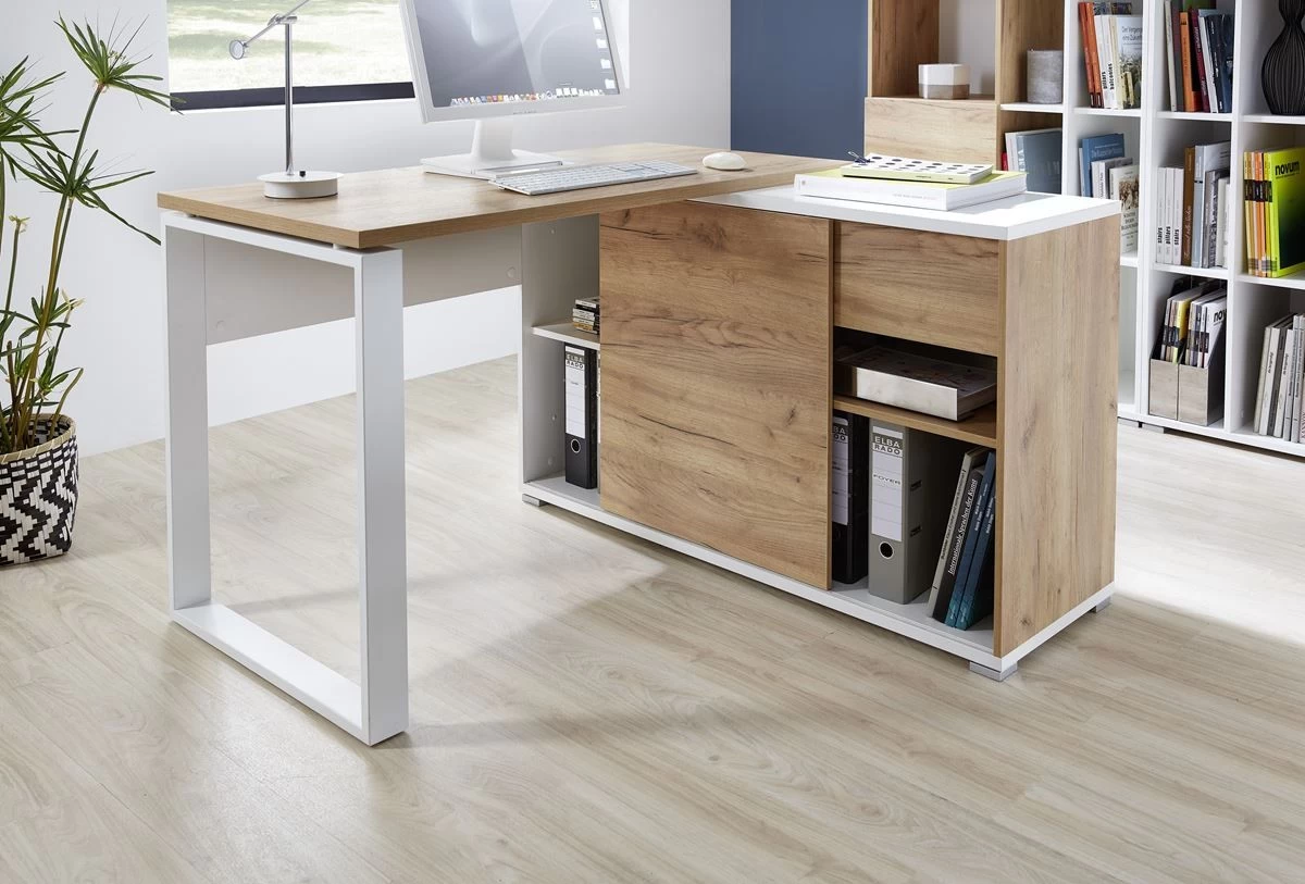 Livingruhm Schreibtisch Weiss Eiche Dekor 120 Cm Breit 11 Livingruhm Schreibtisch Weiss Eiche Dekor 120 Cm Breit – Bild 9