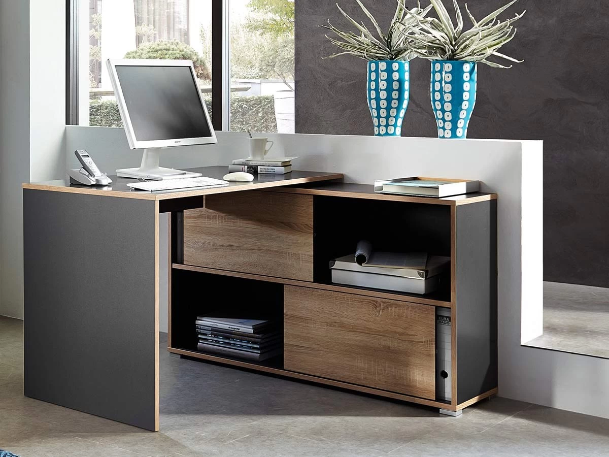 Livingruhm Schreibtisch Nisse Mit Sideboard Anthrazit Eiche Dekor 5 Livingruhm Schreibtisch Nisse Mit Sideboard Anthrazit Eiche Dekor – Bild 3