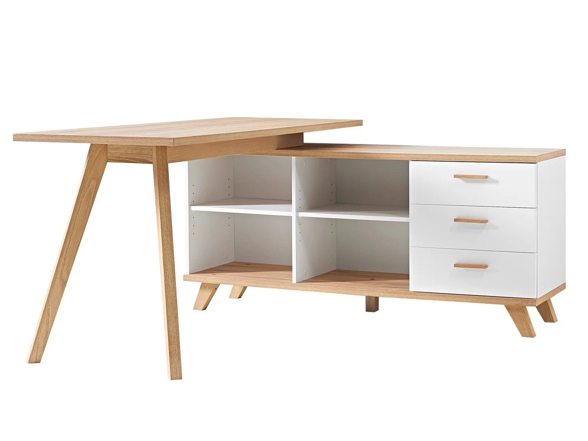 Livingruhm Schreibtisch Mit Sideboard Eiche Weiß 4 Livingruhm Schreibtisch Mit Sideboard Eiche Weiß – Bild 2