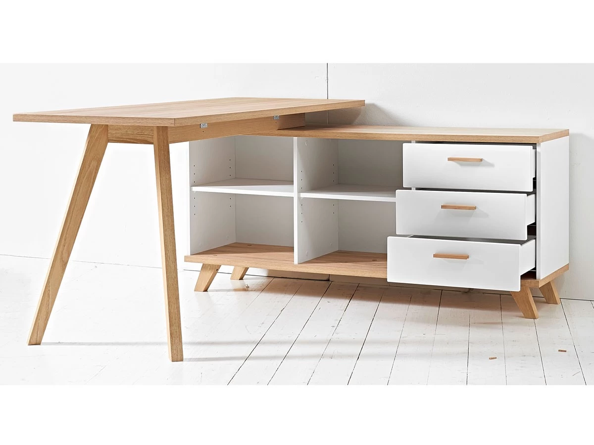 Livingruhm Schreibtisch Mit Sideboard Eiche Weiß 5 Livingruhm Schreibtisch Mit Sideboard Eiche Weiß – Bild 3